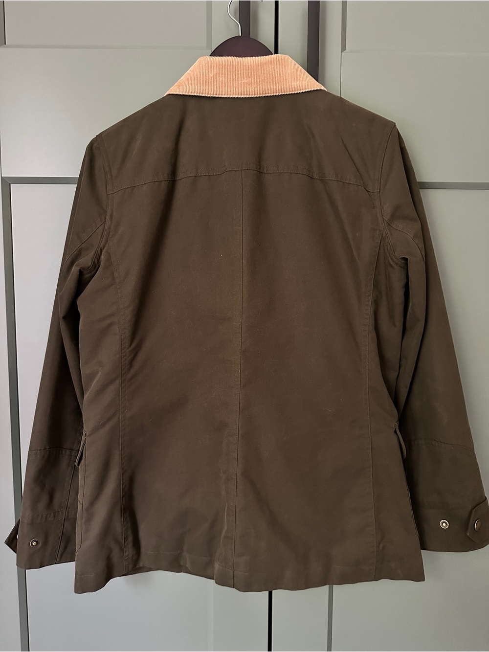 Chaps Olive Green Field Jacket with Tan Corduroy Collar - Picture 3 of 9